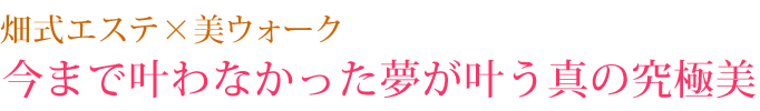 畑式エステ×美ウォーク 今まで叶わなかった夢が叶う真の究極美
